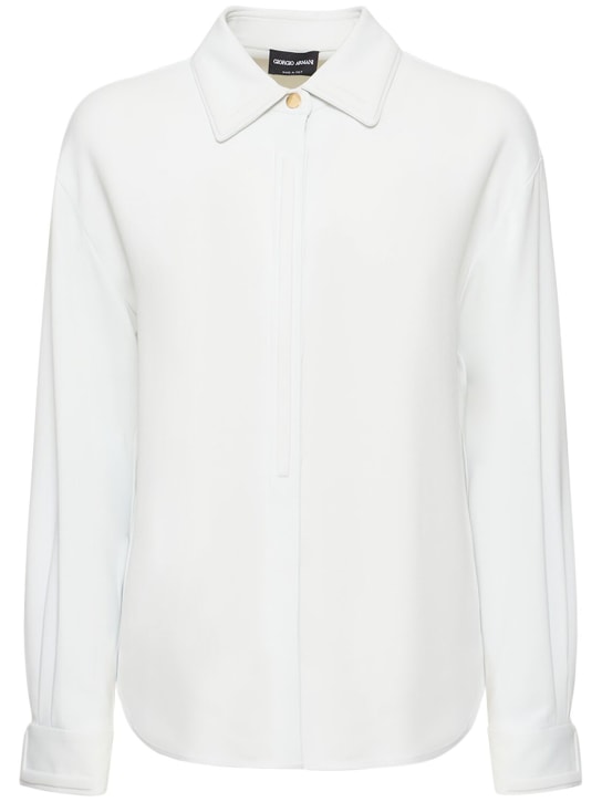 Giorgio Armani: Viscose cady shirt w/pointed collar - White - women_0 | Luisa Via Roma