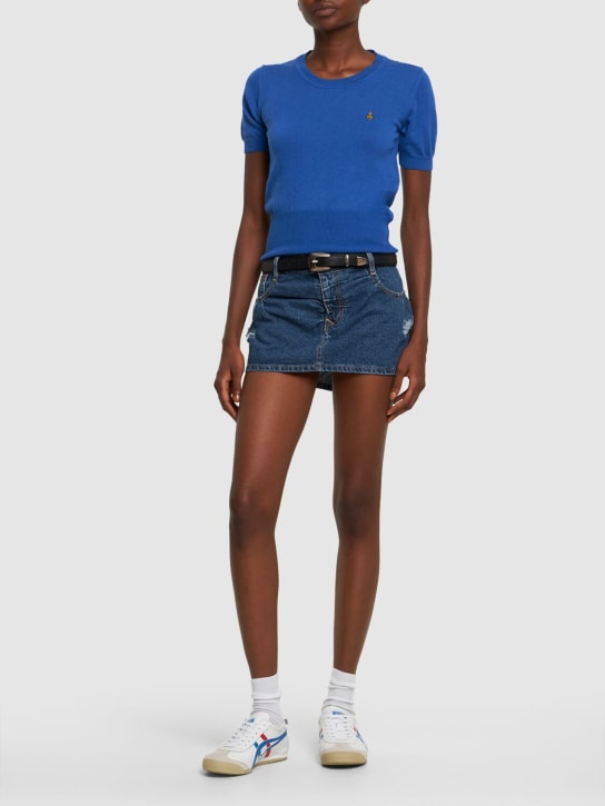 Vivienne Westwood: Minifalda de denim con logo - Azul Denim - women_1 | Luisa Via Roma