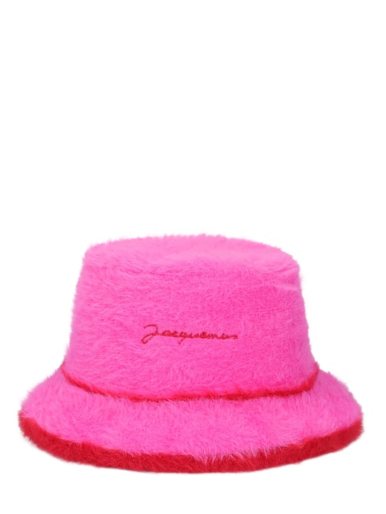 Jacquemus: Le Bob Neve plush bucket hat - Pink - women_0 | Luisa Via Roma