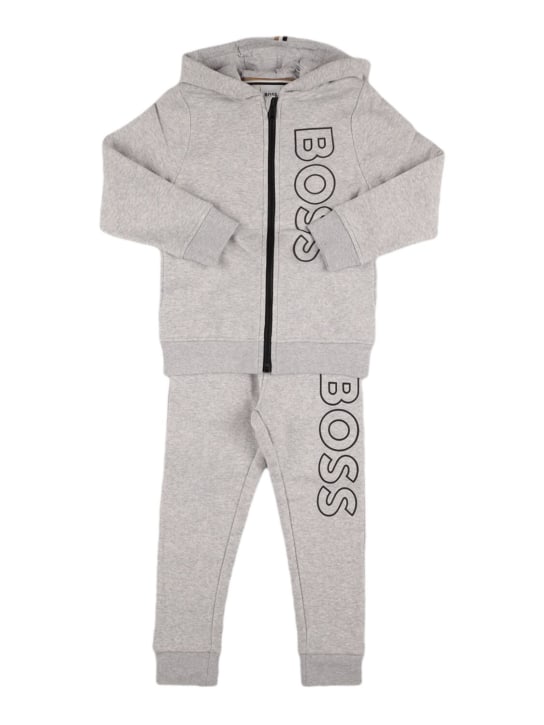Boss: Logo cotton blend hoodie & sweatpants - kids-boys_0 | Luisa Via Roma