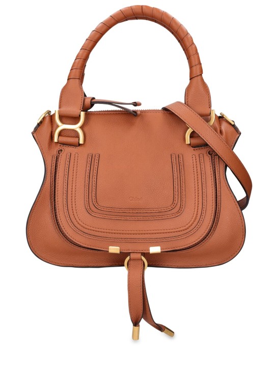 Chloé: Small Marcie leather shoulder bag - Tan - women_0 | Luisa Via Roma