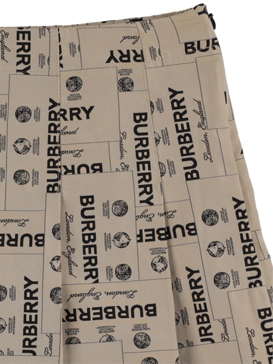 Burberry: Jupe plissée en tissu technique imprimé logo - Beige - kids-girls_1 | Luisa Via Roma