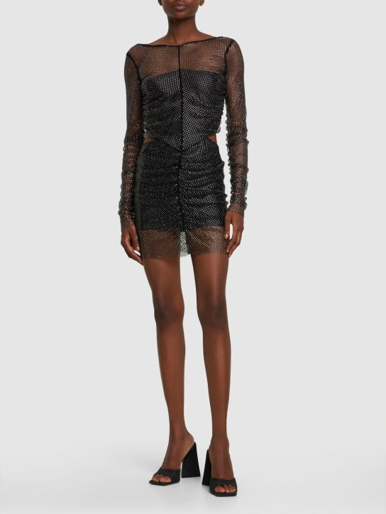 Giuseppe Di Morabito: Embroidered mesh mini dress - Black - women_1 | Luisa Via Roma
