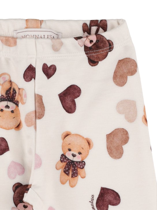 Monnalisa: Bear print viscose jersey leggings - White - kids-girls_1 | Luisa Via Roma