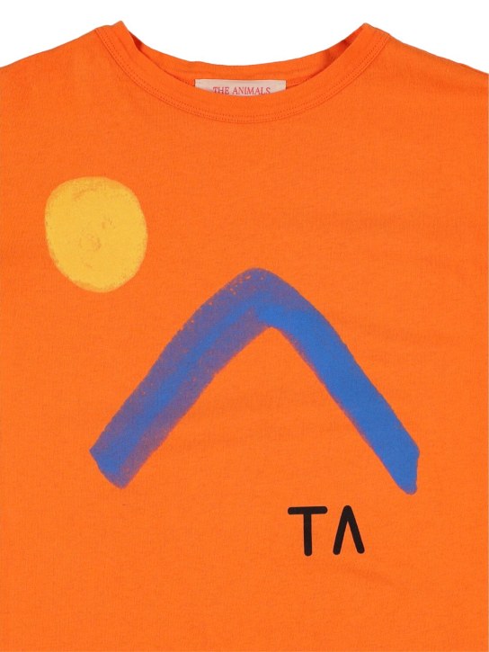 The Animals Observatory: T-shirt en coton biologique imprimé - Orange - kids-boys_1 | Luisa Via Roma