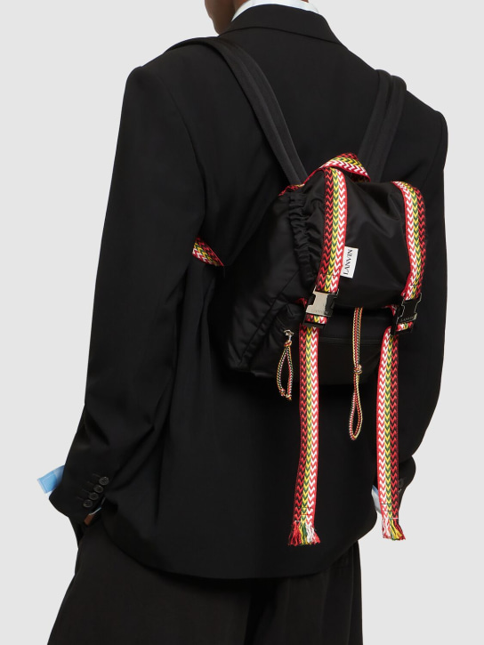 Lanvin: Curb nano nylon backpack - Black - men_1 | Luisa Via Roma
