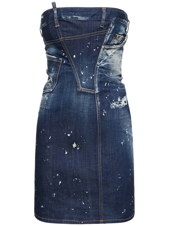 Dsquared2: Strapless denim mini dress - Blue - women_0 | Luisa Via Roma