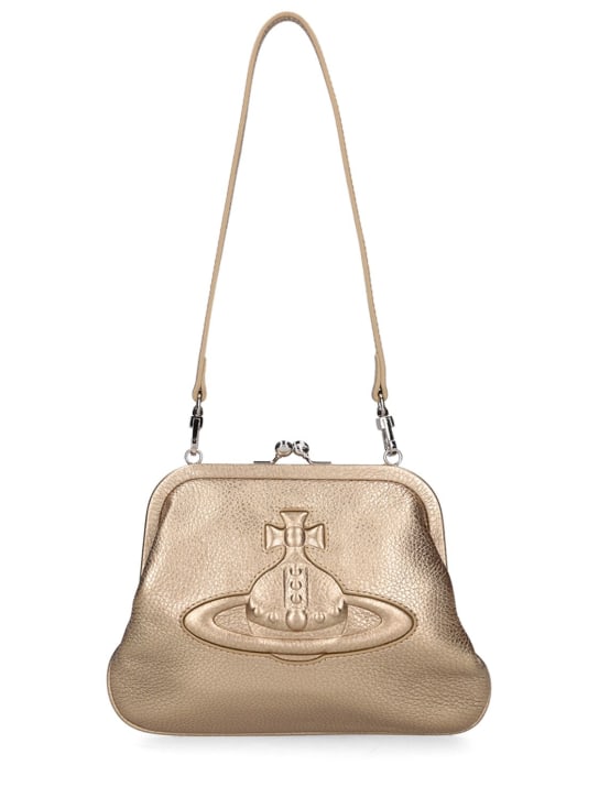 Vivienne Westwood: Vivienne Injected Orb leather clutch - Gold - women_0 | Luisa Via Roma