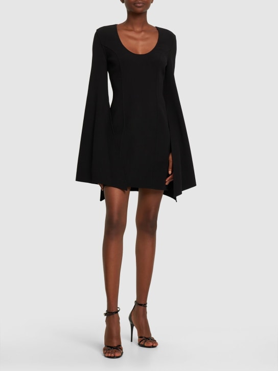 Michael Kors Collection: Wool crepe bell sleeved dress - Black - women_1 | Luisa Via Roma
