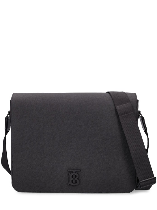 Burberry: Medium Alfred crossbody leather bag - Black - men_0 | Luisa Via Roma