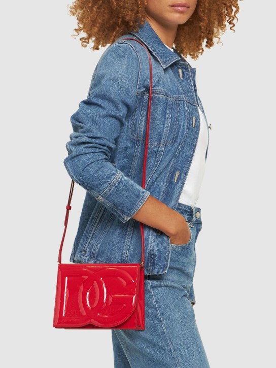 Dolce&Gabbana: Flap Logo patent leather bag - Rosso - women_1 | Luisa Via Roma