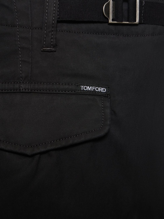 Tom Ford: Pantalon de sport cargo en sergé Enzyme - Noir - men_1 | Luisa Via Roma