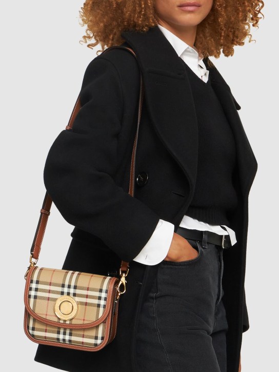 Burberry: Small Elizabeth Check shoulder bag - Vntg Chk/Brown - women_1 | Luisa Via Roma