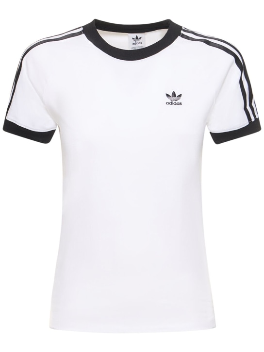 adidas Originals: 3-Stripes slim cotton t-shirt - White - women_0 | Luisa Via Roma