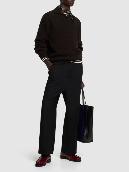 AMI Paris: Pantalones rectos de lana - Negro - men_1 | Luisa Via Roma