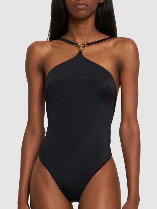 Versace: Lycra halter neck one piece swimsuit - Black - women_1 | Luisa Via Roma