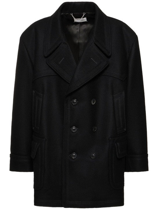 Maison Margiela: Oversized wool blend coat - Black - men_0 | Luisa Via Roma