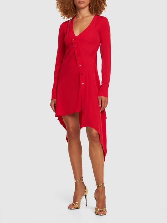 Stella McCartney: Asymmetric viscose mini dress - Red - women_1 | Luisa Via Roma
