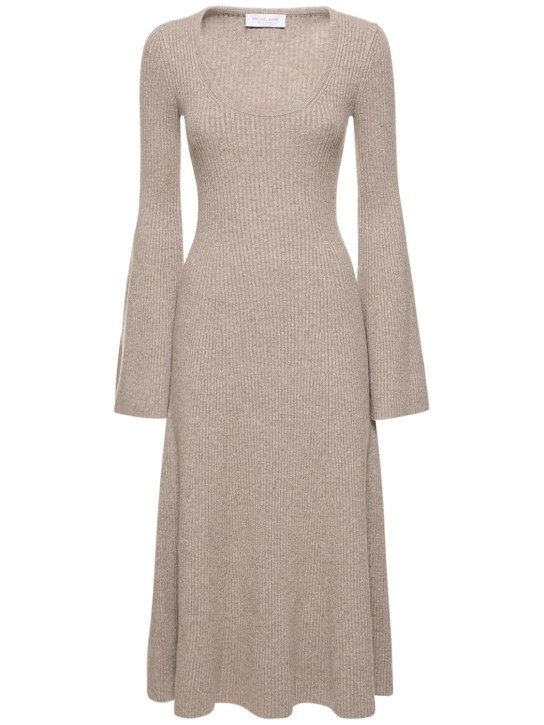 Michael Kors Collection: Flared cashmere blend knit midi dress - Grey - women_0 | Luisa Via Roma