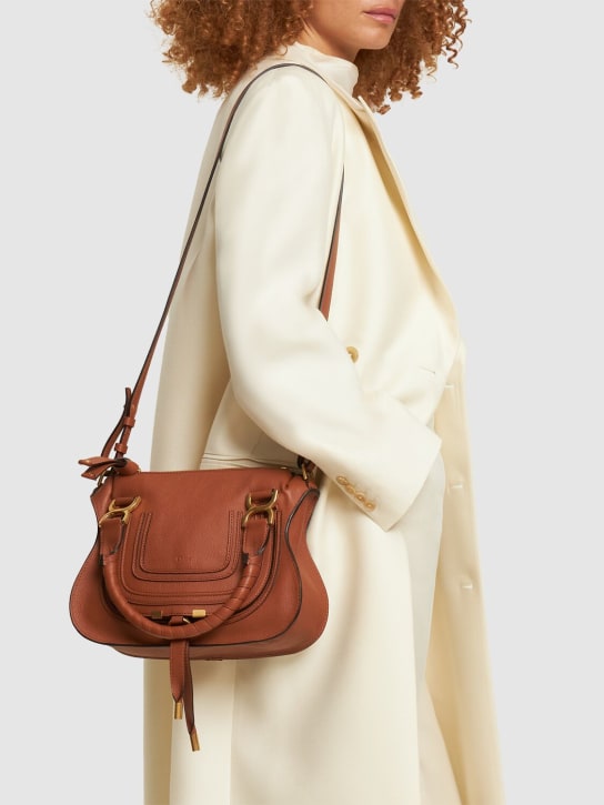 Chloé: Small Marcie leather shoulder bag - Tan - women_1 | Luisa Via Roma