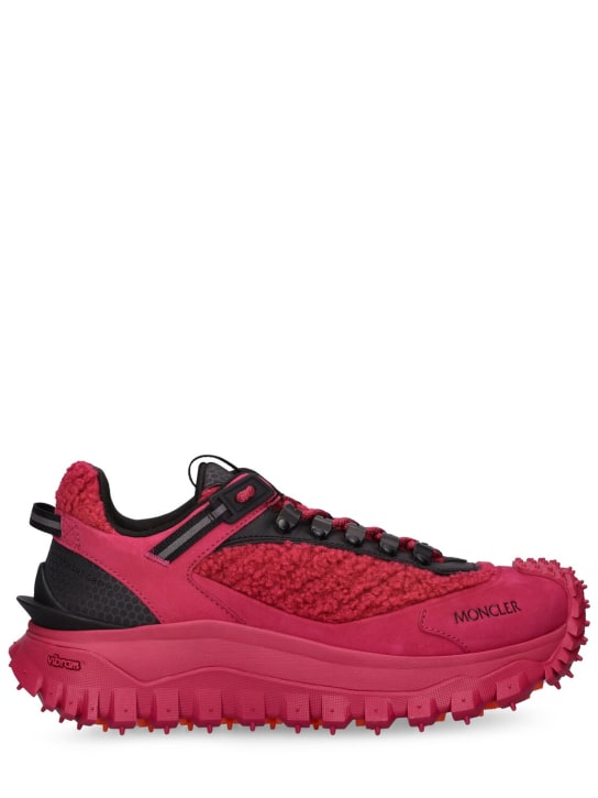 Moncler: 45mm Trailgrip leather blend sneakers - Red - women_0 | Luisa Via Roma