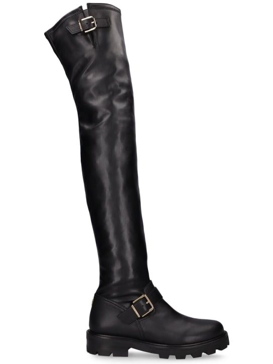 Jimmy Choo: 20mm Over-the-knee faux leather boots - Black - women_0 | Luisa Via Roma