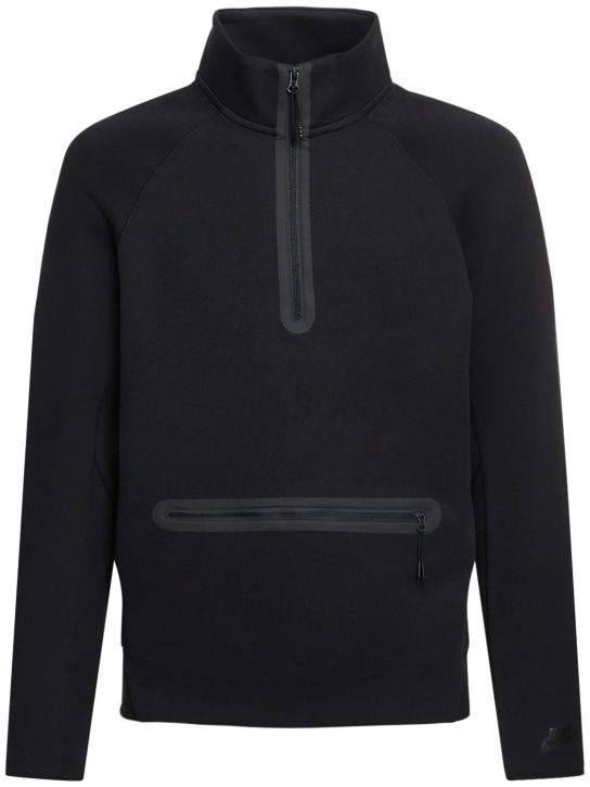 Nike: Haut à demi-zippé en Tech Fleece - Noir/Noir - men_0 | Luisa Via Roma