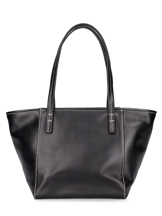 BY FAR: Bar Box leather tote bag - Black - women_0 | Luisa Via Roma
