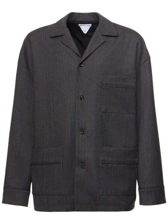 Bottega Veneta: Wool chevron jacket - Heather Grey - men_0 | Luisa Via Roma
