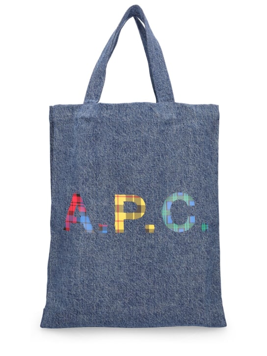 A.P.C.: Mini Lou Anses canvas tote bag - Washed Indigo - women_0 | Luisa Via Roma