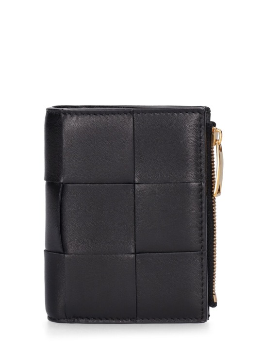 Bottega Veneta: Small leather bi-fold zip wallet - women_0 | Luisa Via Roma