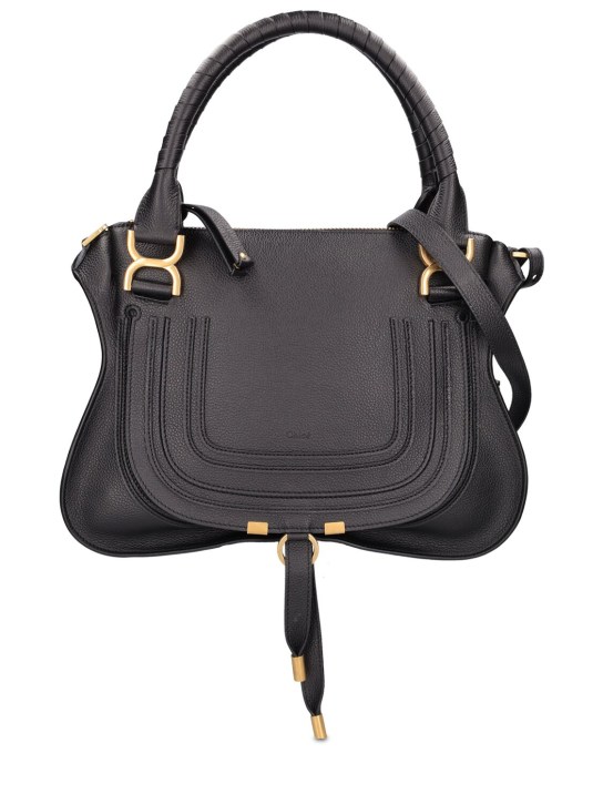 Chloé: Marcie leather shoulder bag - Black - women_0 | Luisa Via Roma