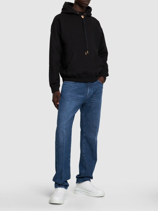 Versace: Gauzed Medusa cotton sweatshirt - Black - men_1 | Luisa Via Roma