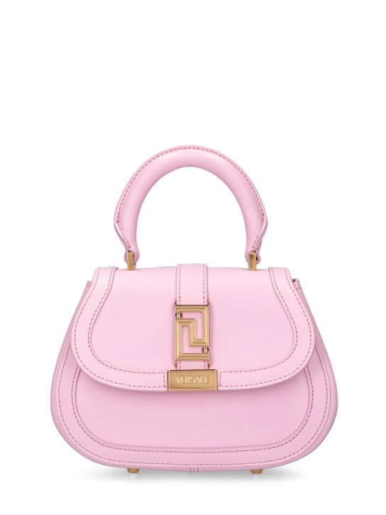 Versace: Mini calf leather top handle bag - Light Pink - women_0 | Luisa Via Roma