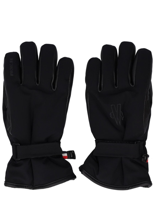 Moncler Grenoble: Nylon & leather padded gloves - Black - kids-girls_0 | Luisa Via Roma