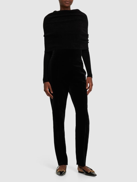 Alexandre Vauthier: Velvet knit sweater w/hood - Black - women_1 | Luisa Via Roma