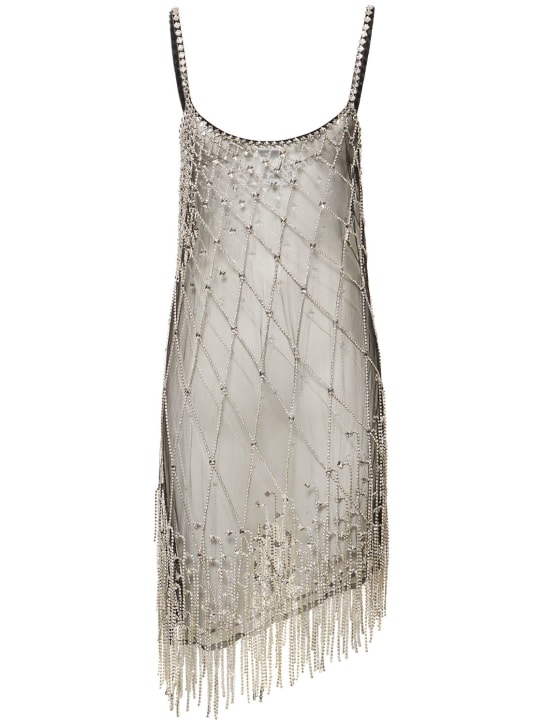 Dsquared2: Cage mesh mini dress w/crystals - women_0 | Luisa Via Roma
