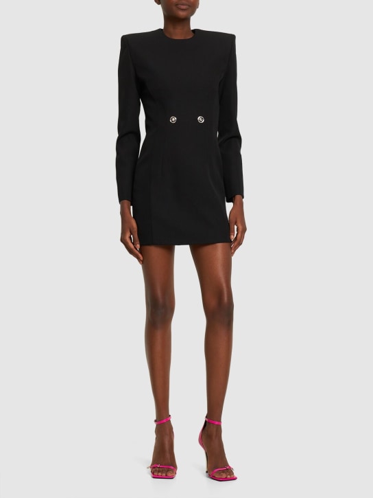 Versace: Wool grain de poudre mini dress - Black - women_1 | Luisa Via Roma
