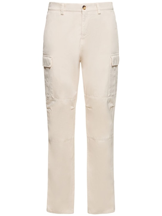 Brunello Cucinelli: Cotton dyed cargo pants - Off White - men_0 | Luisa Via Roma