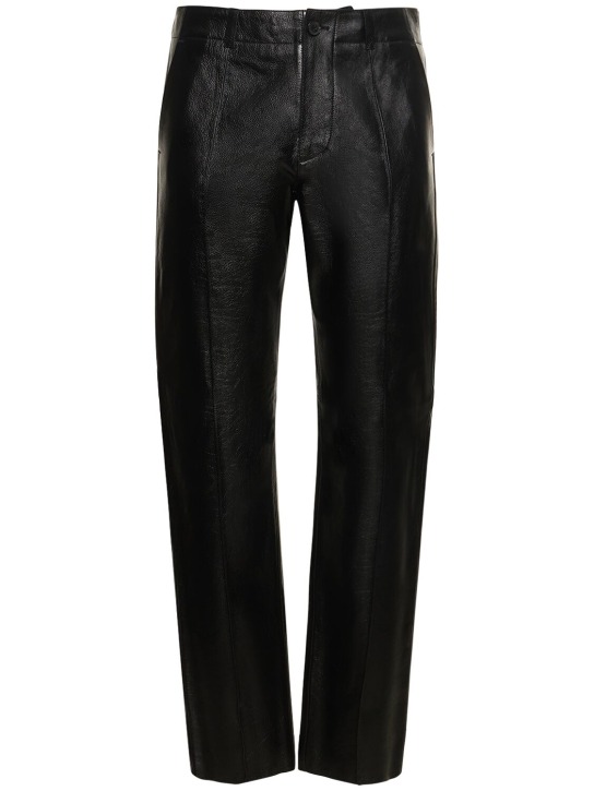 Versace: Pantalones de piel - Negro - men_0 | Luisa Via Roma