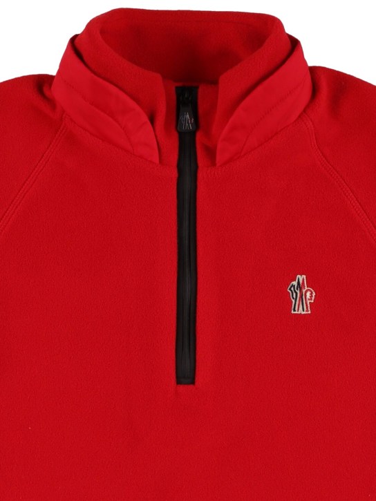 Moncler Grenoble: Fleece zip-up sweatshirt - Red - kids-boys_1 | Luisa Via Roma