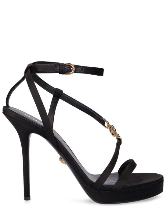 Versace: 115mm hohe Sandaletten aus Satin - Schwarz - women_0 | Luisa Via Roma
