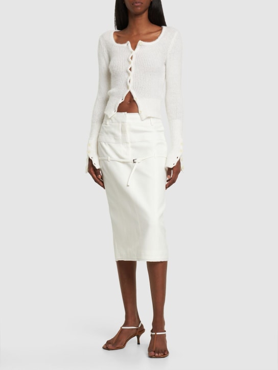 Jacquemus: La Jupe Caraco crepe midi skirt - White - women_1 | Luisa Via Roma
