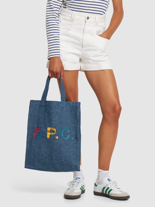 A.P.C.: Mini Lou Anses canvas tote bag - Washed Indigo - women_1 | Luisa Via Roma