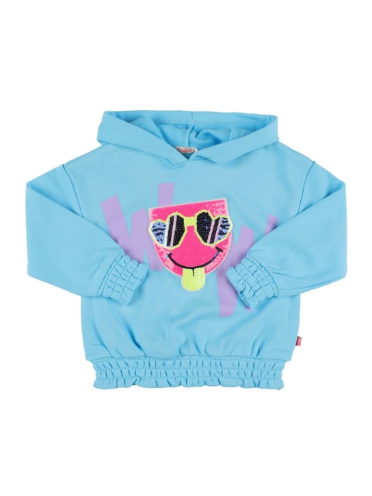 Billieblush: Sequined cotton hoodie - Light Blue - kids-girls_0 | Luisa Via Roma
