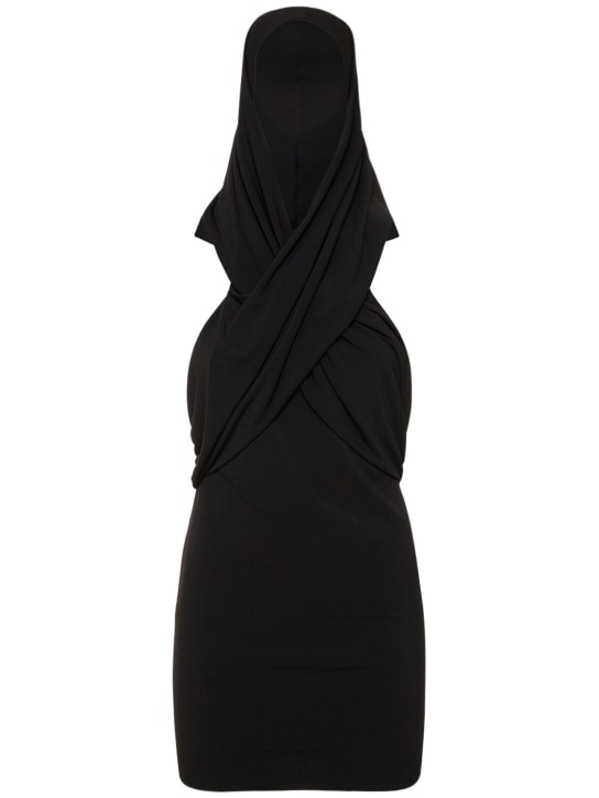 The Andamane: Nikita hooded stretch viscose mini dress - Black - women_0 | Luisa Via Roma