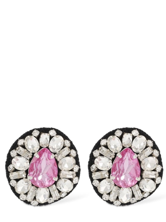 Moschino: Crystal button clip-on earrings - Pink/Crystal - women_0 | Luisa Via Roma