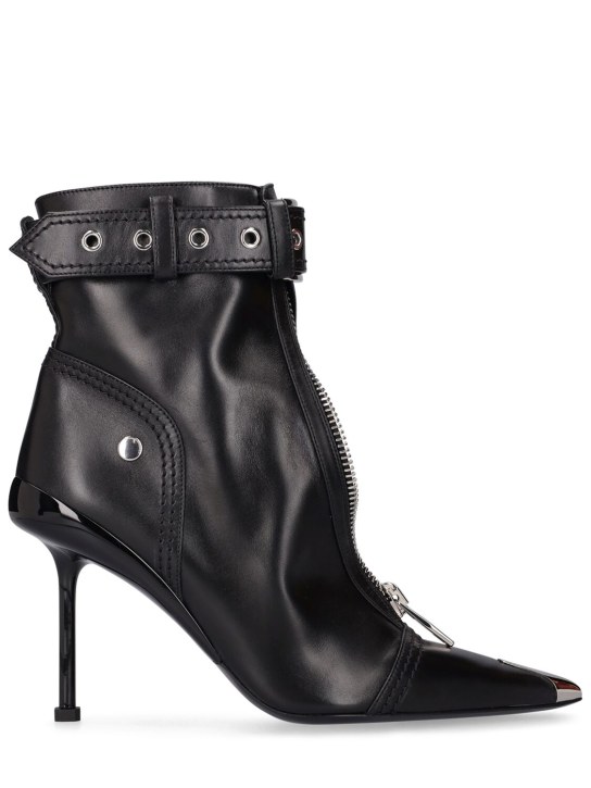 Alexander McQueen: 90mm Slash leather ankle boots - Black - women_0 | Luisa Via Roma