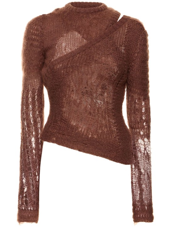Rick Owens: Spider Banana one-shoulder knit sweater - Brown - women_0 | Luisa Via Roma