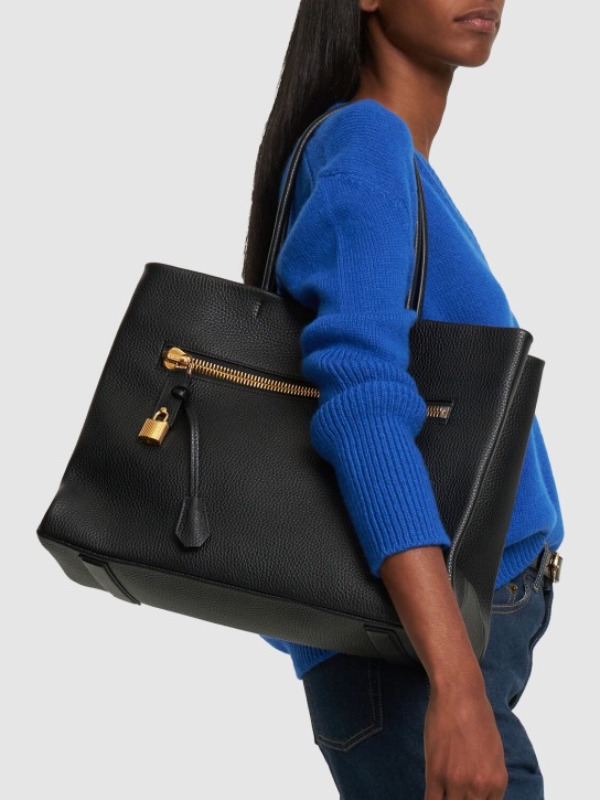 Tom Ford: Large Alix leather tote bag - Black - women_1 | Luisa Via Roma